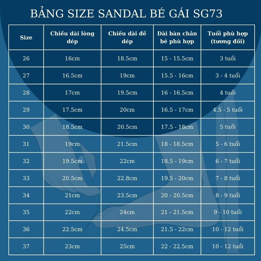 Giày sandal bé gái đi học dép quai hậu trẻ em nữ 3 - 12 tuổi màu hồng trái tim công chúa mang êm bền dễ thương SG73