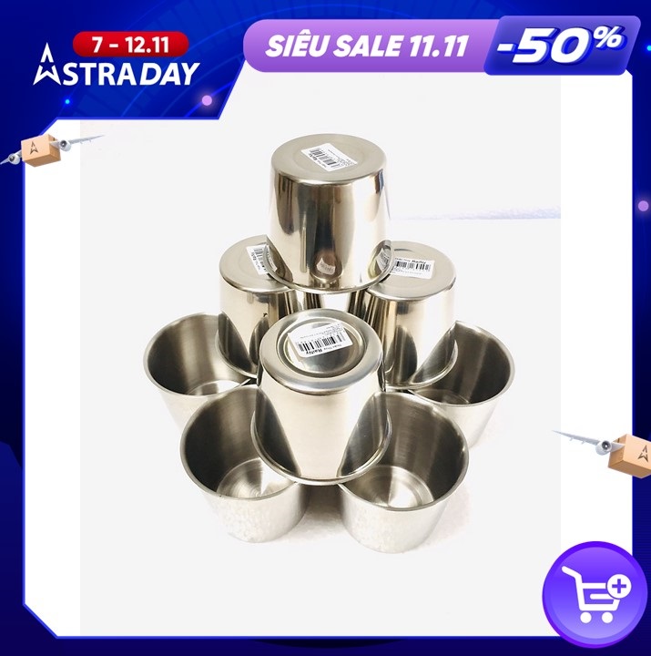 Bộ 10 ly làm đá inox Rainy từ 7cm đến 10cm