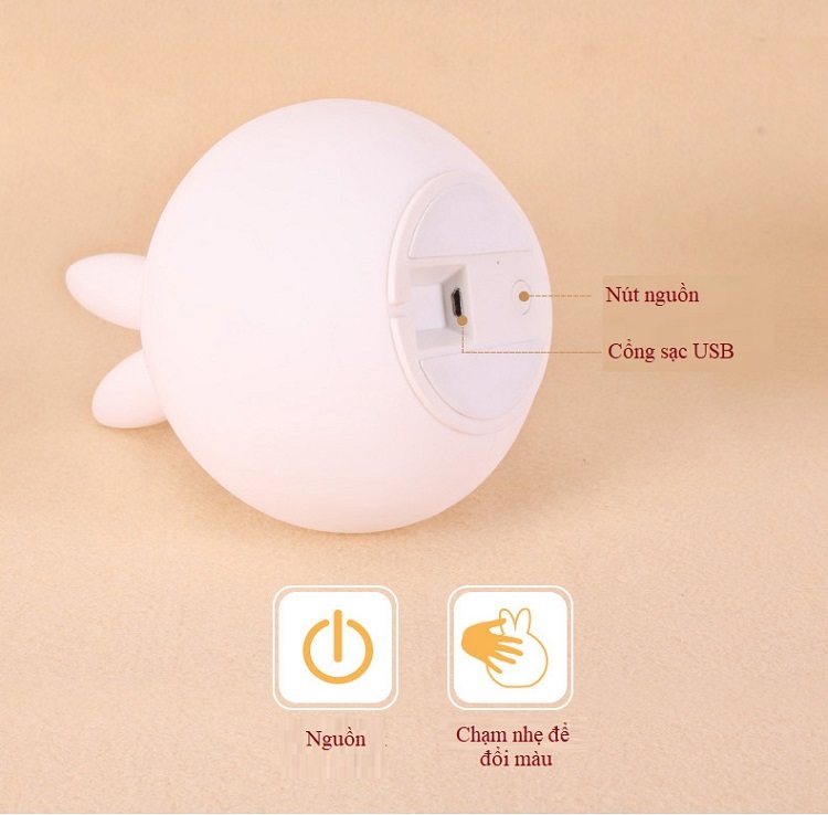 Đèn ngủ hình thỏ cao cấp có điều khiển từ xa
