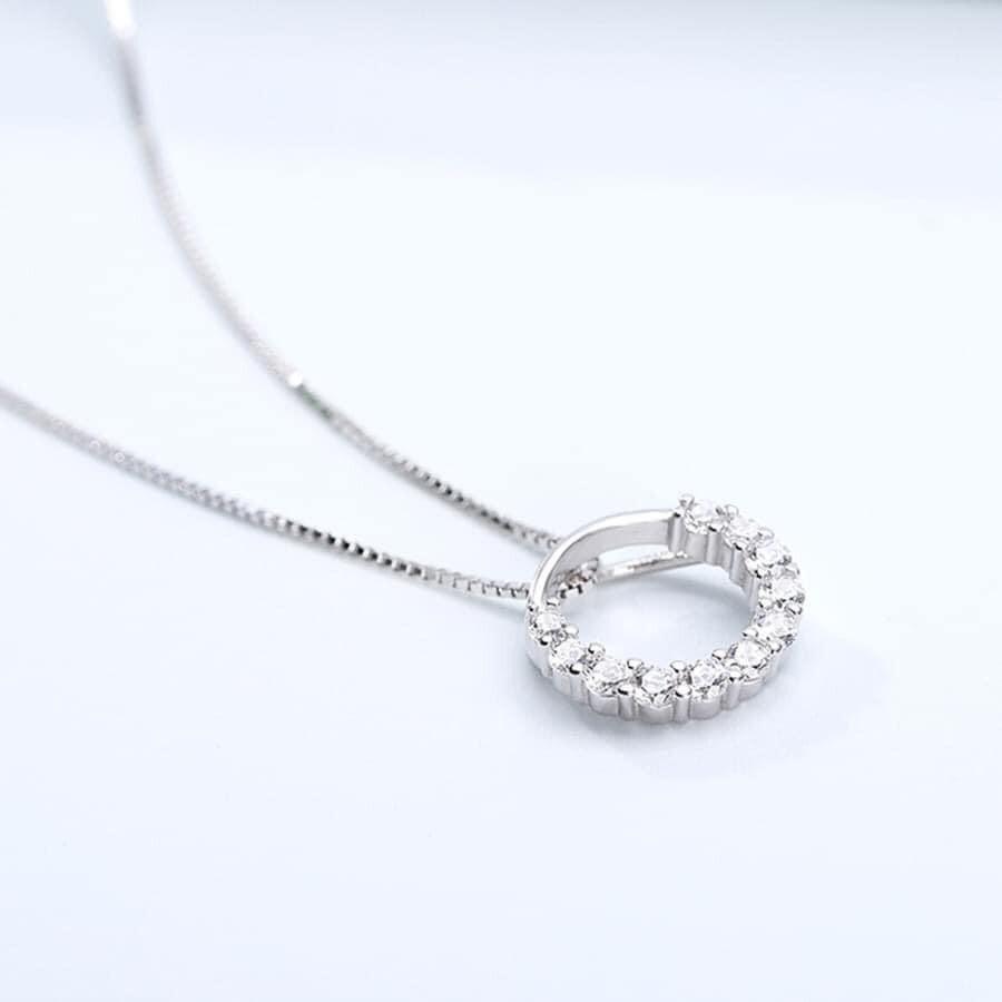 Dây chuyền bạc- dây chuyền mặt đá dạng tròn, dây thời trang nữ đẹp BẠC ĐẸP