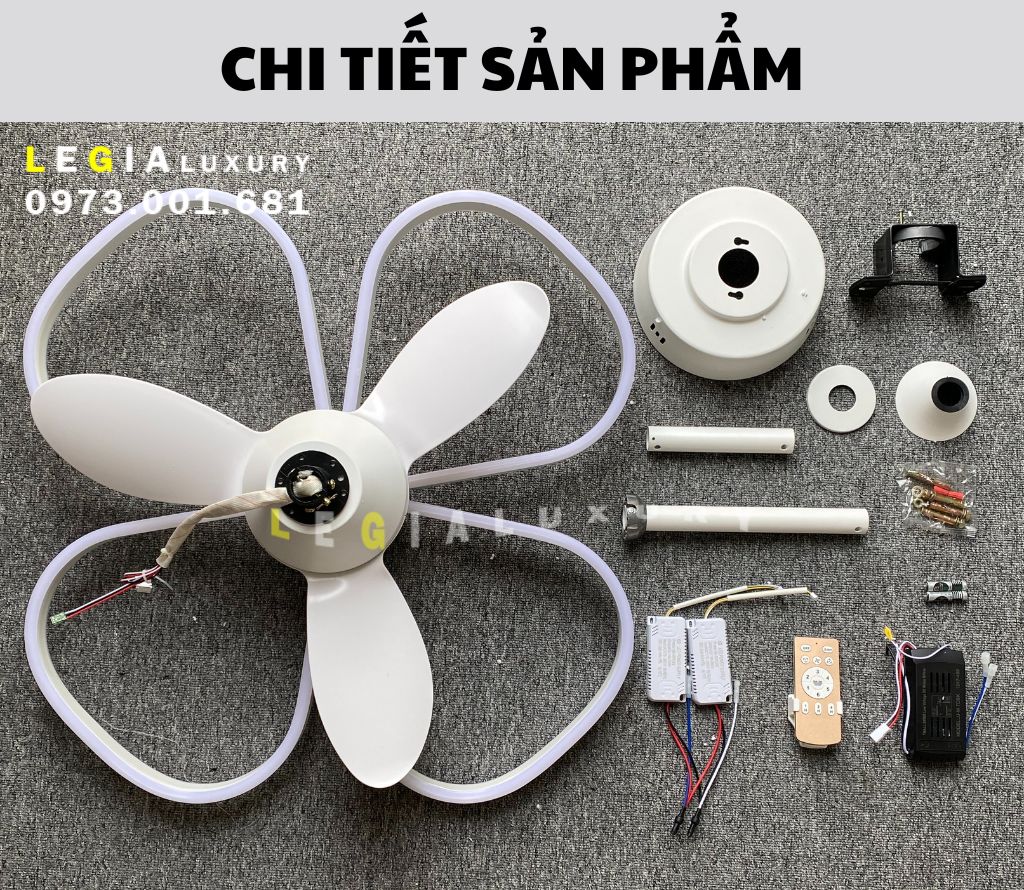 [Cao Cấp] Quạt trần hiện đại thiết kế sang trọng LÊ GIA VENUS006 | Quạt trần trang trí phong cách hiện đại | Quạt trần cao cấp có đèn mới nhất 2024 { Hàng Chính Hãng }
