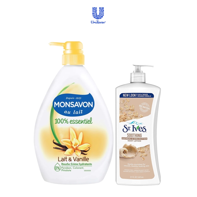 Combo sữa tắm Monsavon 1000ml + Sữa dưỡng thể St.Ives Yến mạch và bơ 621ml