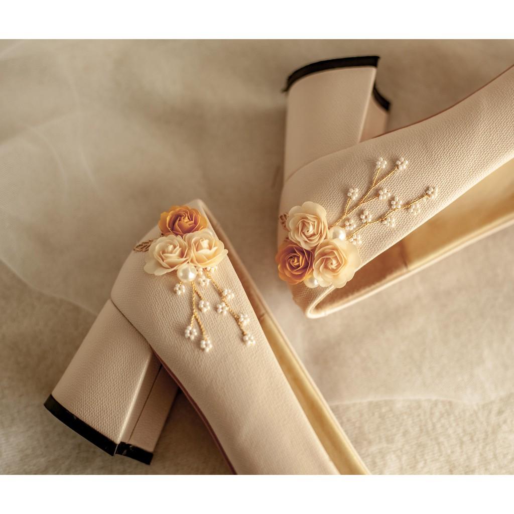 GIÀY CƯỚI - GIÀY CÔ DÂU BEJO H79 THUYỀN HOA VÀNG - WEDDING SHOES