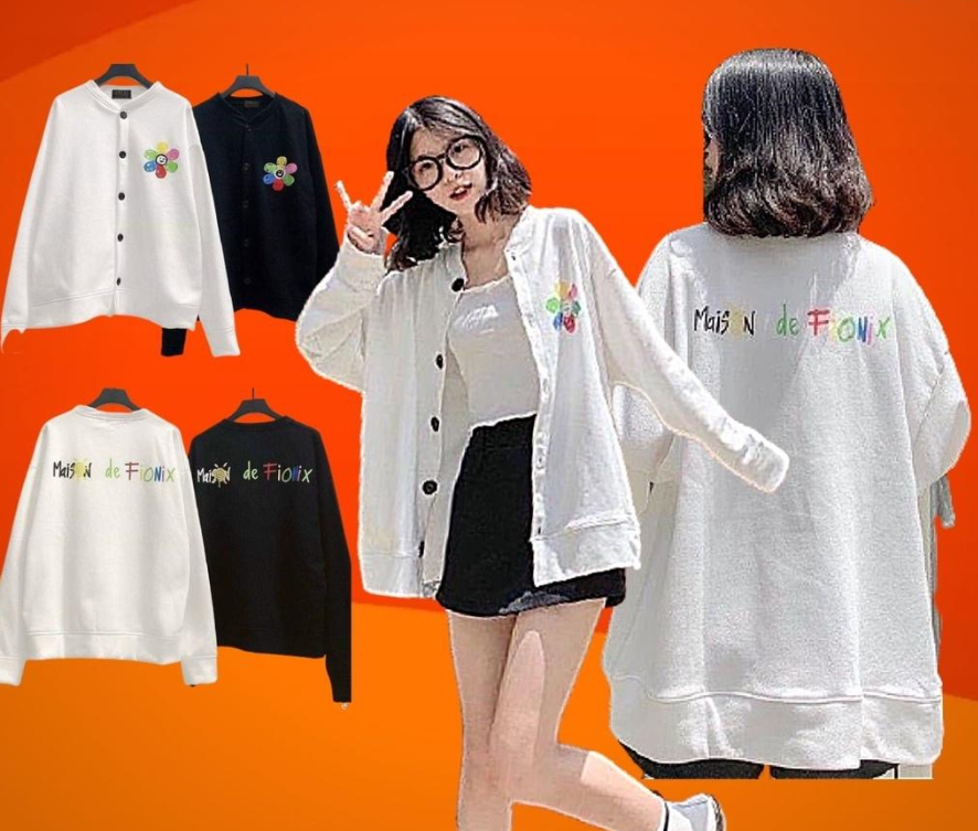 Hình ảnh Áo Khoác Bomber Nam Nữ Nỉ Bông Dày Dặn Form Rộng Siêu Đẹp Jackets Cardigan Nỉ Thun Cotton HOA 7 MÀU