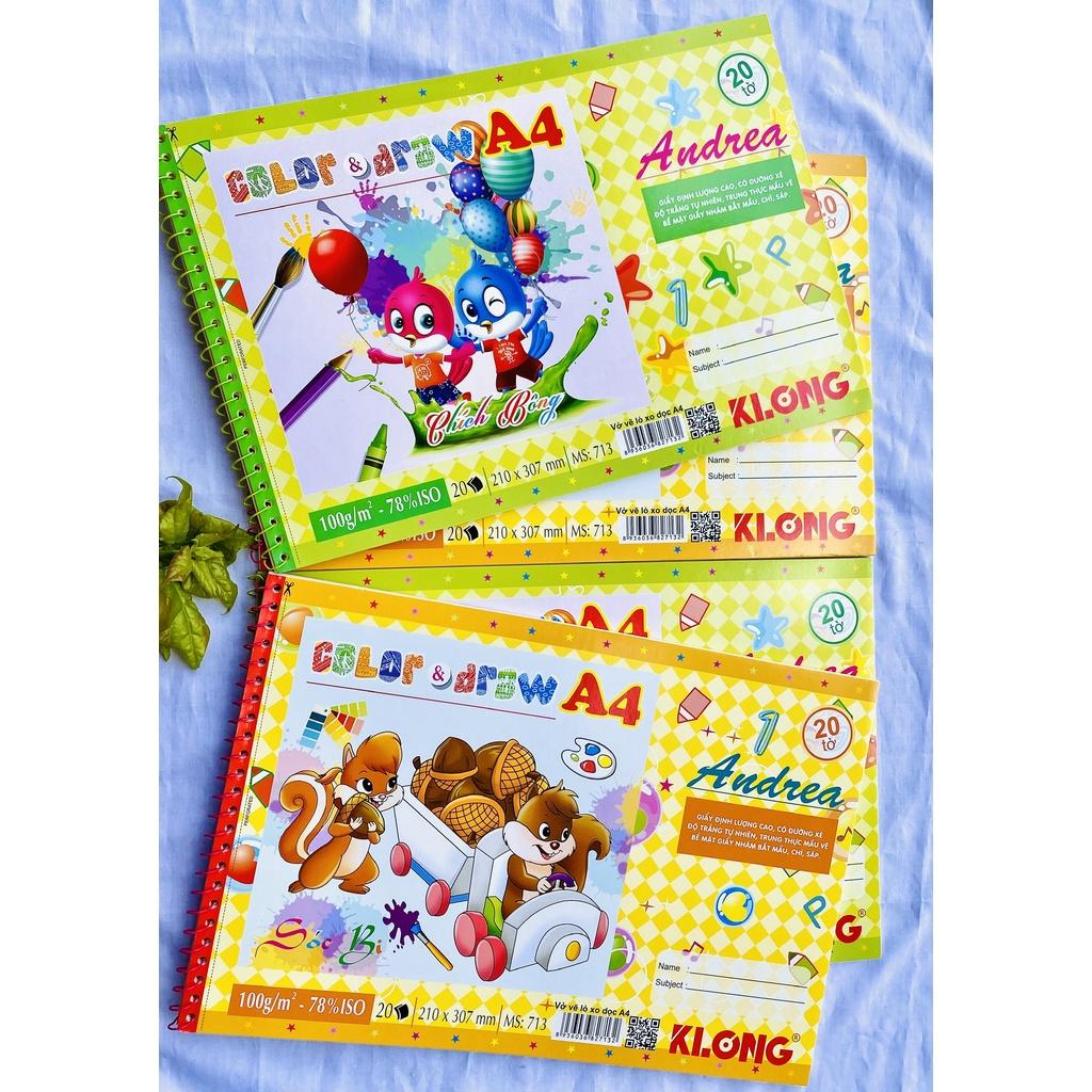 Sổ vẽ, vở vẽ A4 Klong gáy lò xo xé giấy được cho bé thỏa thích vẽ - VPP THIÊN ÁI