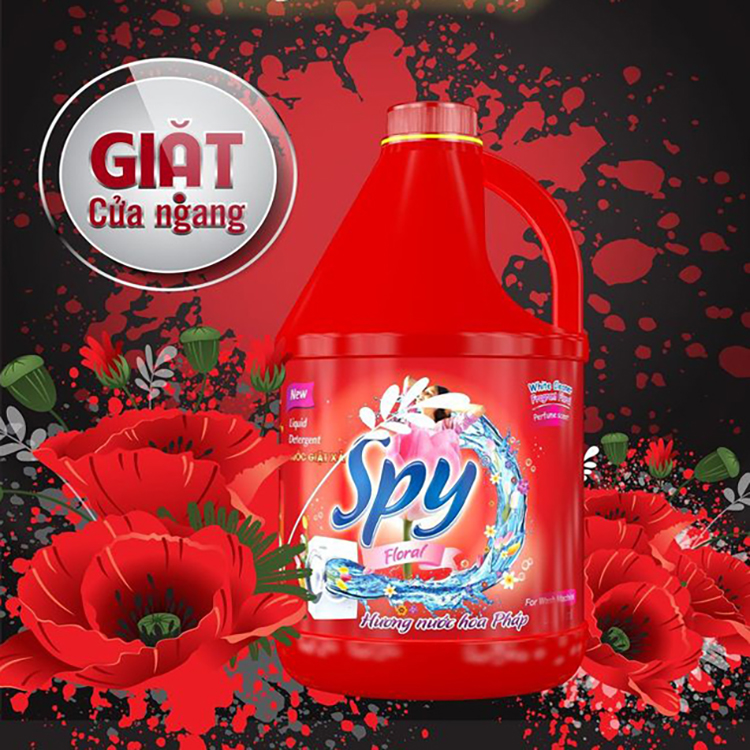 Nước giặt xả Spy cho máy giặt cửa ngang hương hoa Pháp 2 in 1 dung tích - màu đỏ