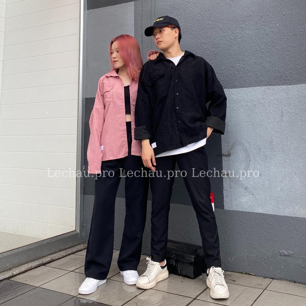Áo khoác nhung tăm unisex form rộng ulzzang hottrend AKSMNT03 jacket sơ mi nam nữ streetstyle hàn quốc rẻ đẹp - Xám XL &lt; 75kg &lt;1m73