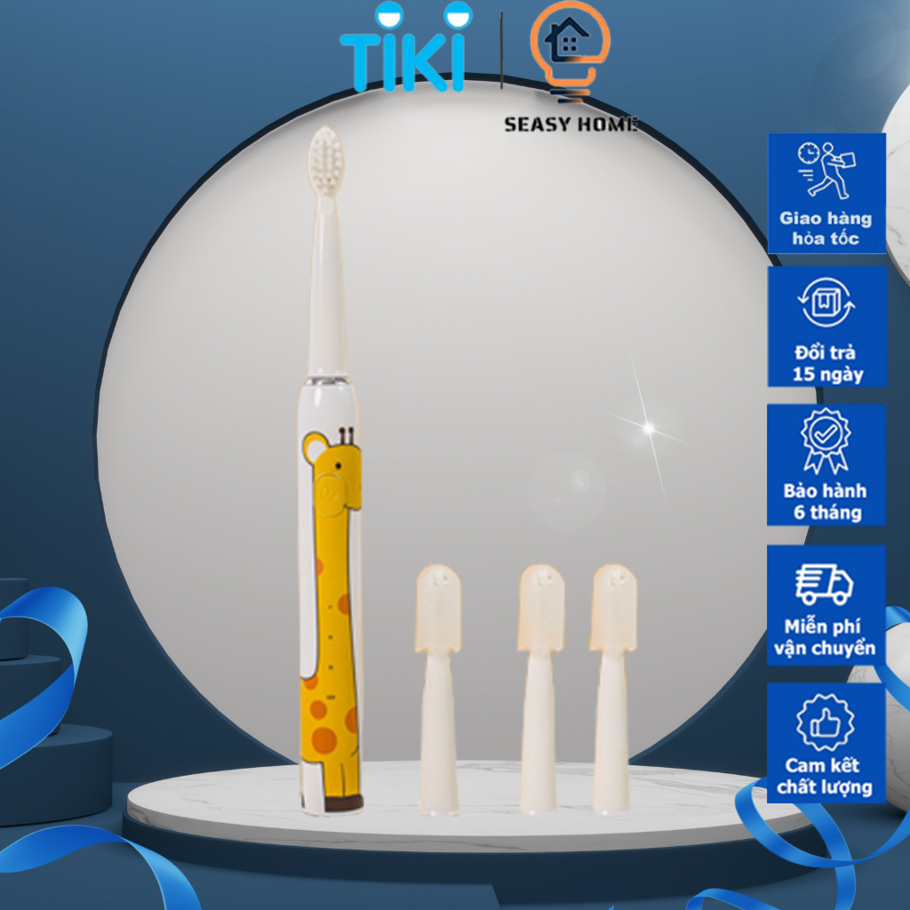 Bàn Chải Đánh Răng Điện Trẻ Em Enpis Ss22 3 Chế Độ Làm Sạch Răng, Lông Chải Mềm Kháng Khuẩn - Hàng Chính Hãng - Họa Tiết Hưu Cao Cổ