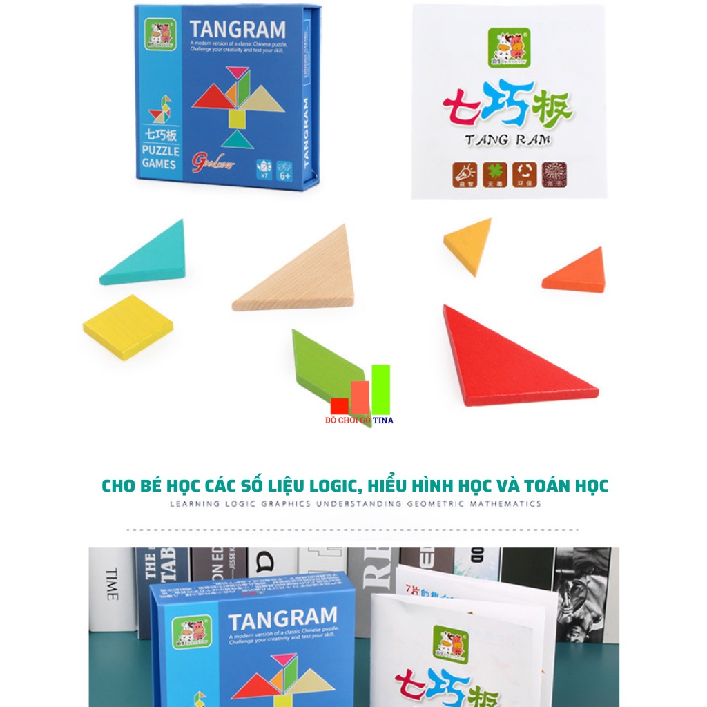 GHÉP HÌNH GỖ NAM CHÂM TANGRAM PHÁT TRIỂN TRÍ TUỆ