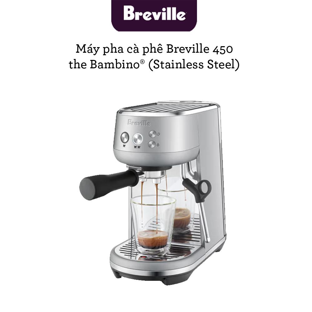 Máy pha cà phê Breville the Bambino BES 450 BSS, hàng chính hãng, chiết xuất chậm cho cafe, nhỏ gọn cho không gian nhà