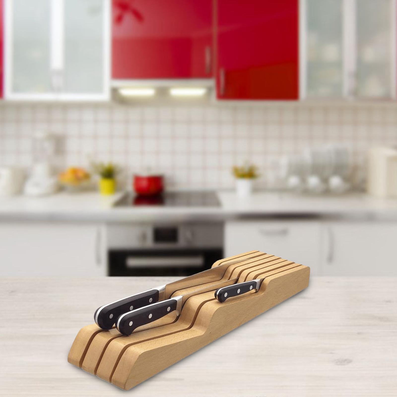 Knife Drawer Organizer In-Drawer Knife Block Counter for Kitchen Supplies