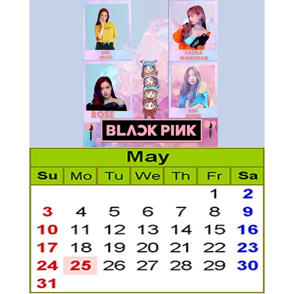 Lịch blackpink để bàn mini 2020 12x9 cm trang trí trưng bày in hình nhóm nhạc Hàn Quốc tặng thẻ Vcone