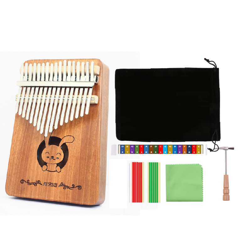 Đàn Kalimba 17 Phím gỗ mahogany M-17 Thỏ cute ( Tặng Túi nhung bảo vệ, Búa chỉnh âm, Sticker dán note, Khăn lau, stick màu)