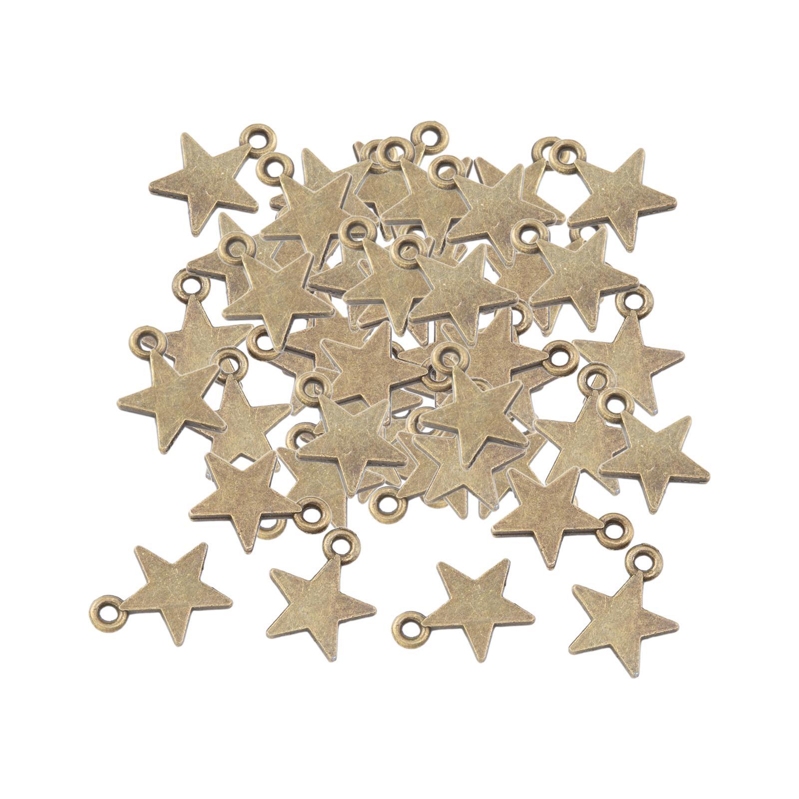 50x Five Pointed Star Charms Decorative Jewelry Making for DIY Crafting Hats