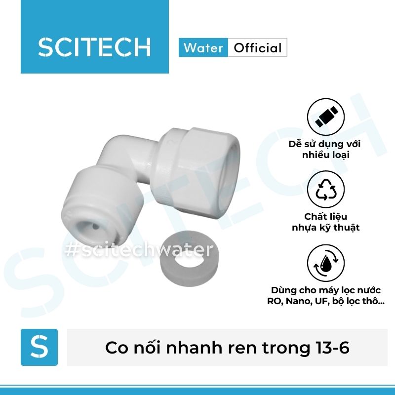 Co nối nhanh ren trong 13/21 ra dây 6 hoặc ren trong 21 ra dây 10 dùng trong máy lọc nước - Hàng chính hãng