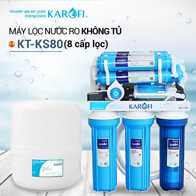 Máy Lọc Nước RO Để Gầm, Không Tủ sRO KAROFI KT-KS80 (8 Cấp Lọc) - Hàng Chính Hãng