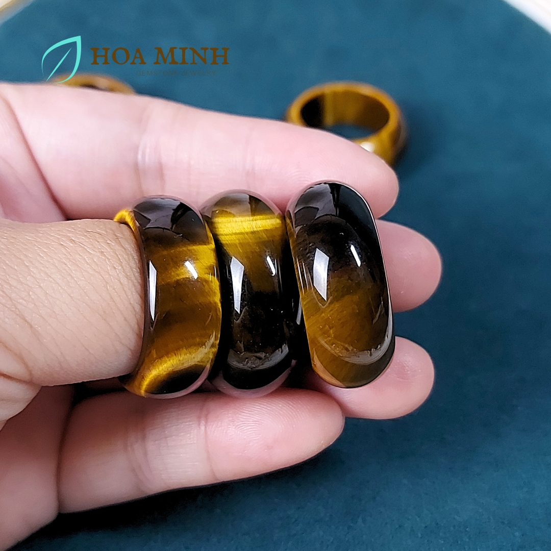 Nhẫn đá Mắt Hổ thiên nhiên loại 5A vip, dày 10-11 li nhẫn size lớn nhẫn nam