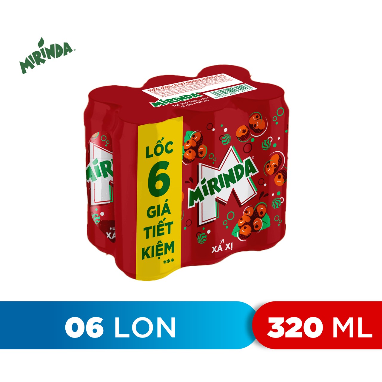 Lốc 6 Lon Nước Ngọt Có Gas Mirinda Xá Xị (320ml/Lon)