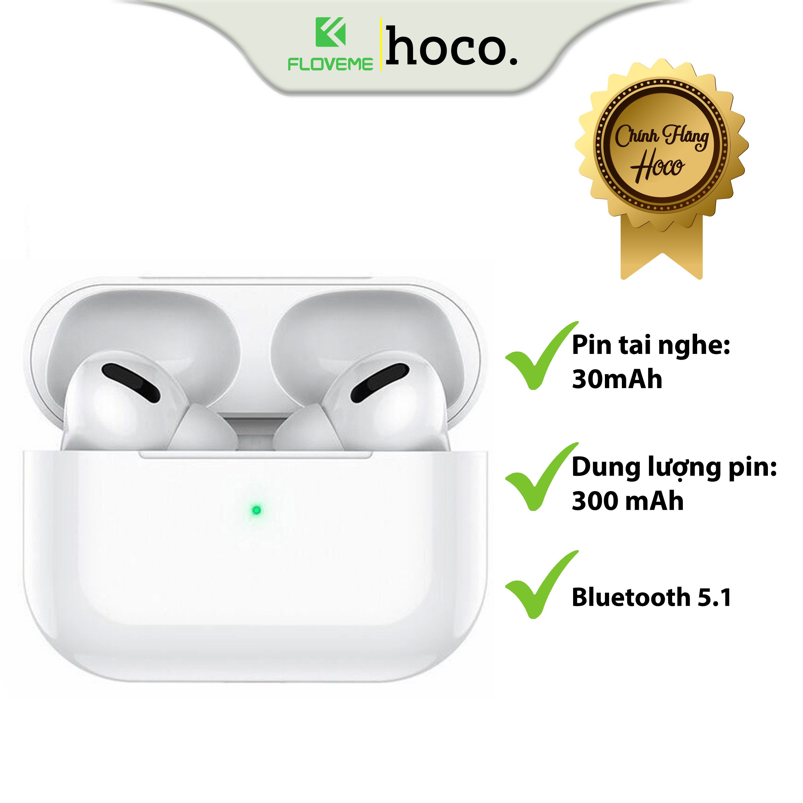 Tai Nghe True Wireless dành cho hoco ME2 Plus, Bluetooth 5.1, Cảm Ứng Thông Minh, Dải Âm Cân Bằng, Sống Động, Rõ Nét, Chân Thực - Hàng Chính Hãng