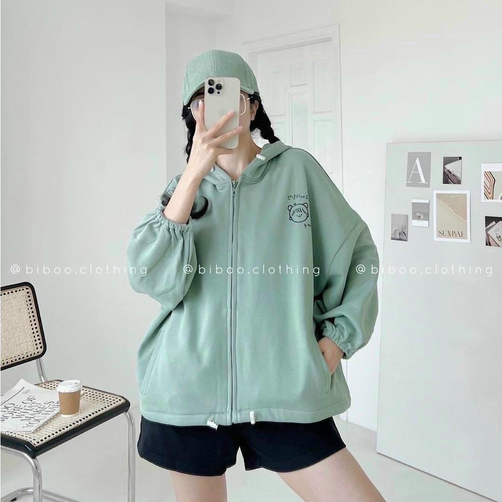 Áo Khoác Nỉ Hoodies Dây Kéo Zip In Hình BABYBOO Chất Vải Nỉ PE Mềm Mịn Siêu Đẹp Tay Bo Chun Mới