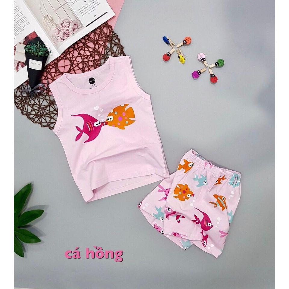 SÉT BỘ THUN BÉ GÁI BA LỖ IN HÌNH NGỘ NGHĨNH