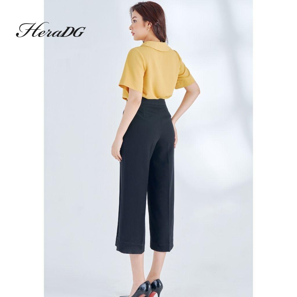 Quần Tây Công Sở Nữ HeraDG Thiết Kế Lưng Cao Ống Rộng Dáng Suông Lửng, Chất Liệu Cao Cấp SQDBA006-S