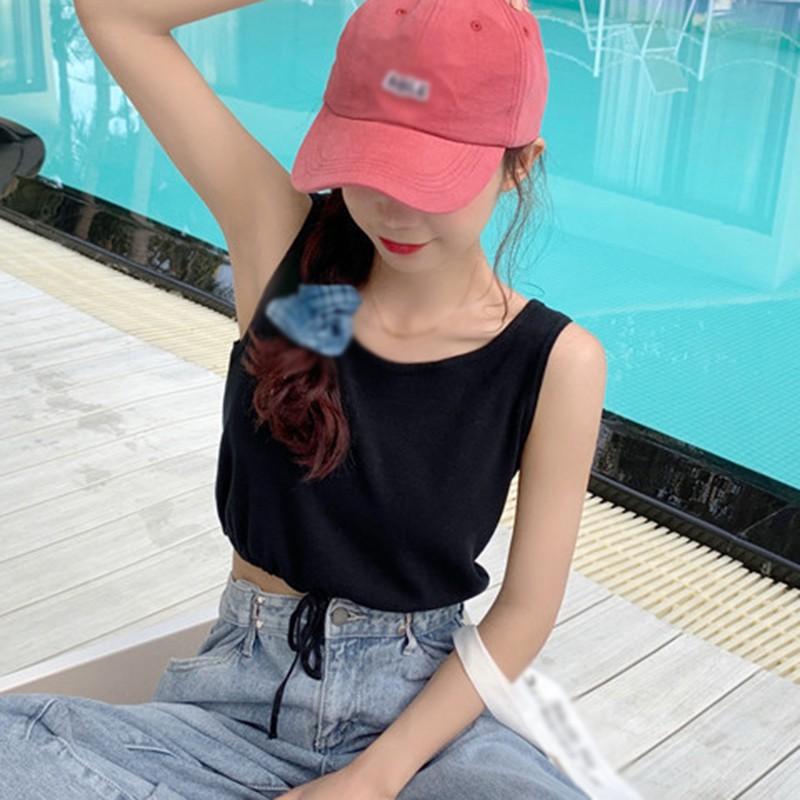 Áo Tank Top Thiết Kế Dây Rút Xinh Xắn Cho Nữ