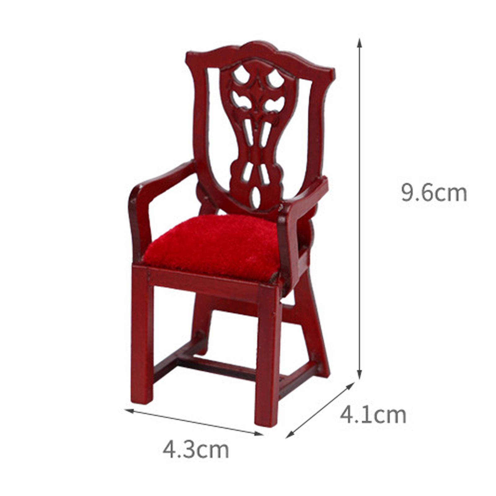 1:12 Scale Doll House Wooden Chair Model Baby Doll Room Supplies Scenery