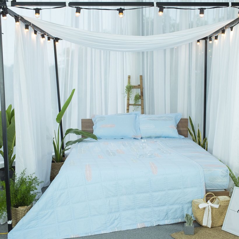 Chăn hè thu cotton Grand - Ashita 28 - Xanh dương nhạt