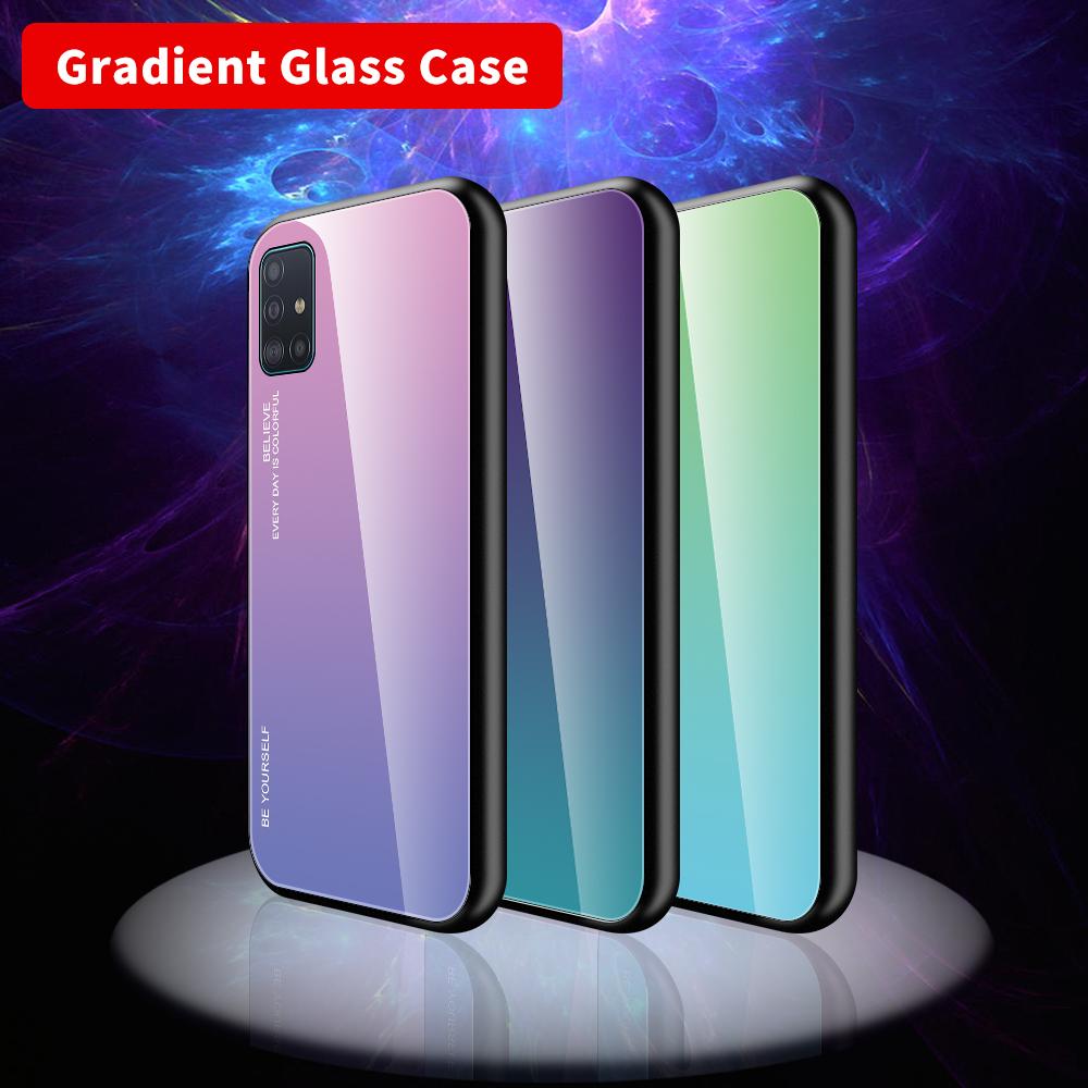 Ốp lưng kính màu Gradient viền dẻo dành cho Samsung Galaxy A51