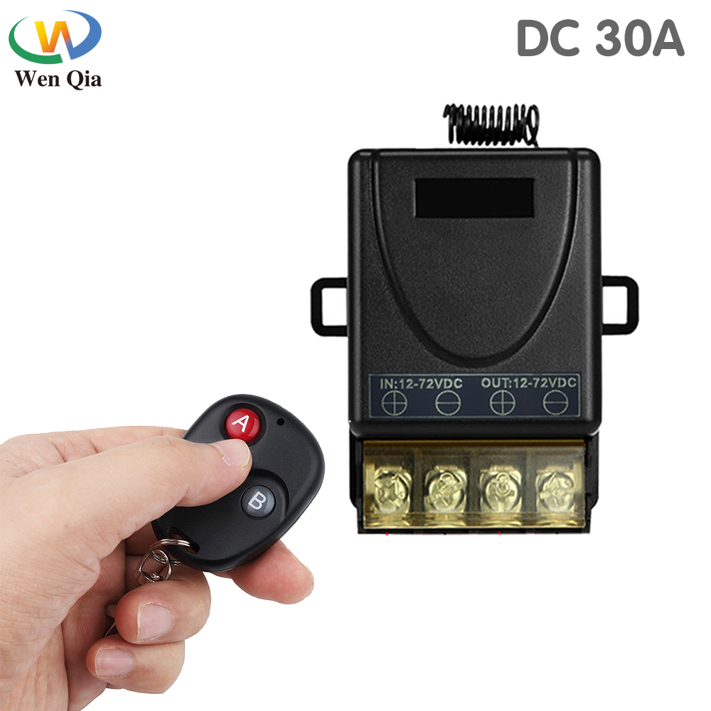 Điều khiển từ xa 433MHz Công tắc RF không dây DC 12V 24V 30A Rơle điều khiển từ xa trên máy phát tắt cho máy bơm nước bóng đèn