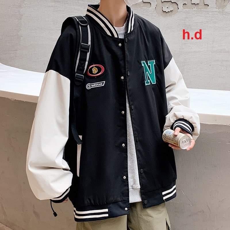 Áo bomber chữ N xanh HD6