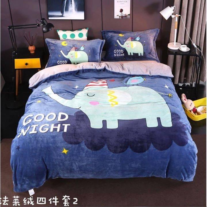 BỘ CHĂN GA NỈ NHUNG 3D HỌA TIẾT