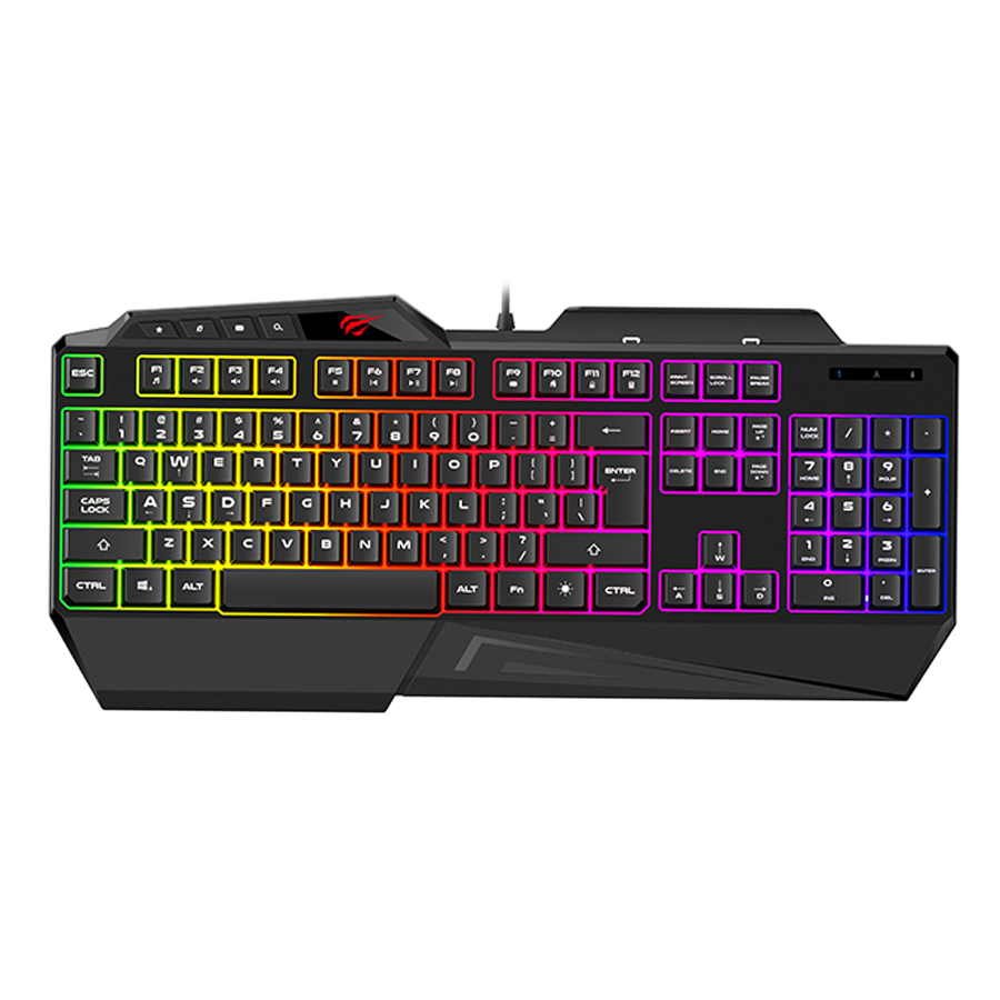 Bàn phím Gaming có dây HAVIT GAMENOTE KB488L đèn nền LED RGB Full-size 108 phím Cổng USB dài 1.5m Đen Hàng Chính Hãng