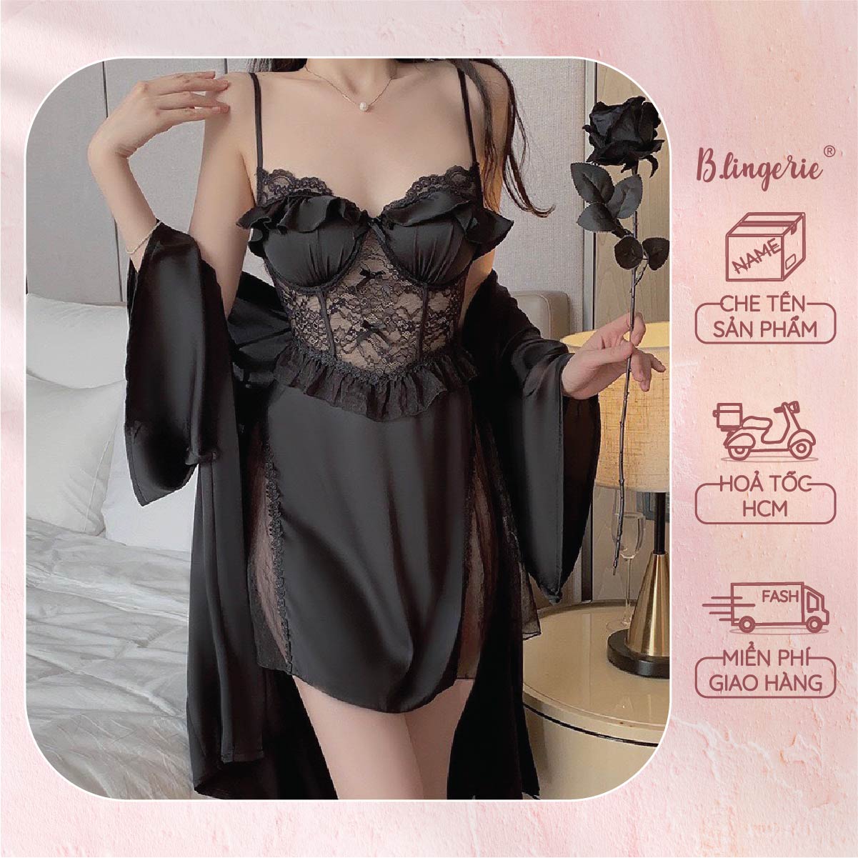 Váy Ngủ Hai Dây Gợi Cảm (Không kèm áo choàng) - B.Lingerie