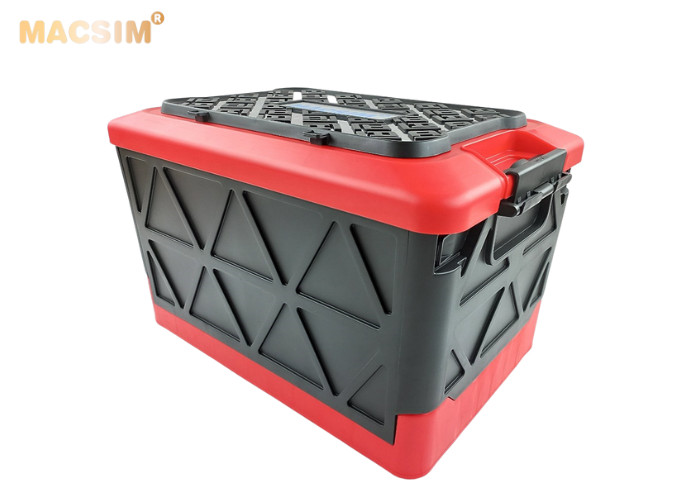 Hộp đựng đồ gấp gọn 2 ngăn 50L màu đỏ pha đen kích thước 50cm x 34cm x 31cm - hộp đựng đồ trong cốp ô tô nhãn hiệu Macsim chất liệu PP cao cấp