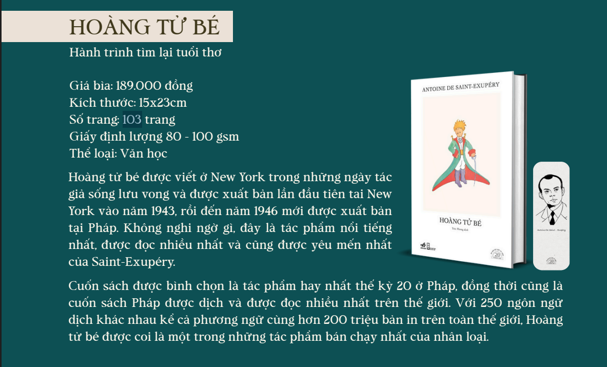 (Ấn bản đặc biệt kỷ niệm 20 năm Nhã Nam) HOÀNG TỬ BÉ – Antoine de Saint – Exupéry – Trác Phong dịch - NXB Hội Nhà Văn - Nhã Nam