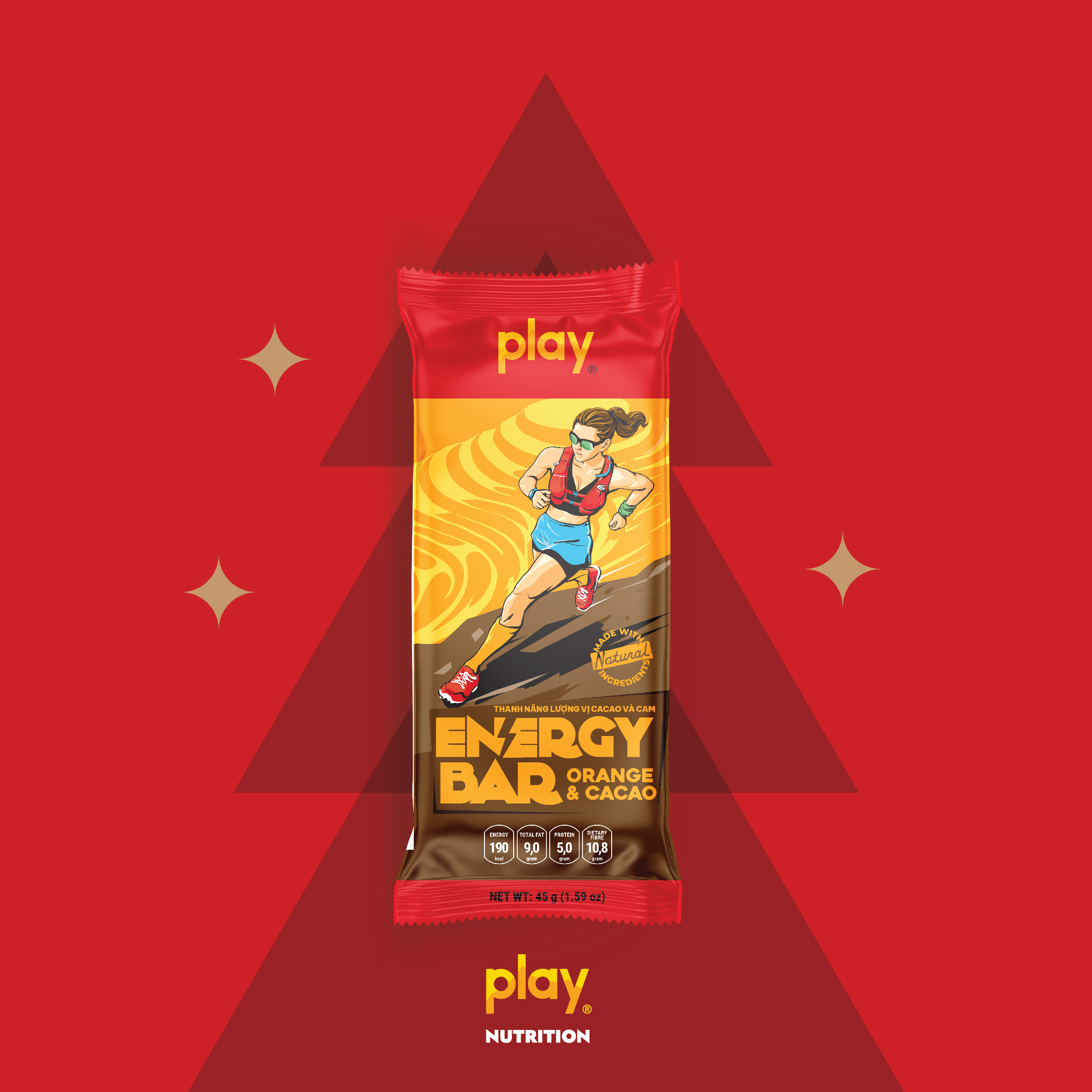 Hộp 12 thanh năng lượng PLAY 2.0 vị cam caocao – Thanh ngũ cốc dinh dưỡng PLAY Energy Bar