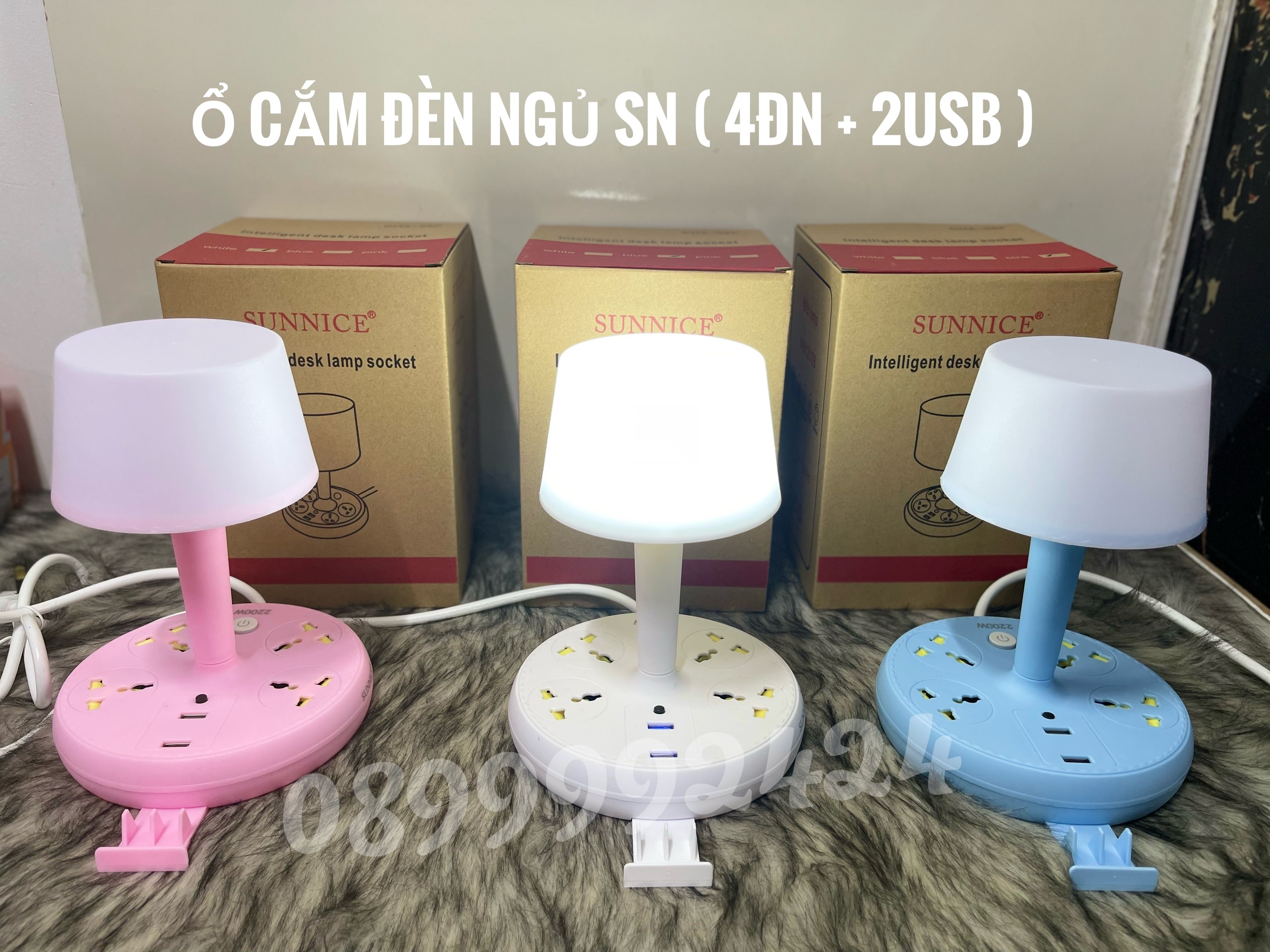 ĐÈN BÀN LED, ĐÈN NGỦ SUNNICE TÍCH HỢP 4 Ổ CẮM ĐA NĂNG, 2 Ổ USB