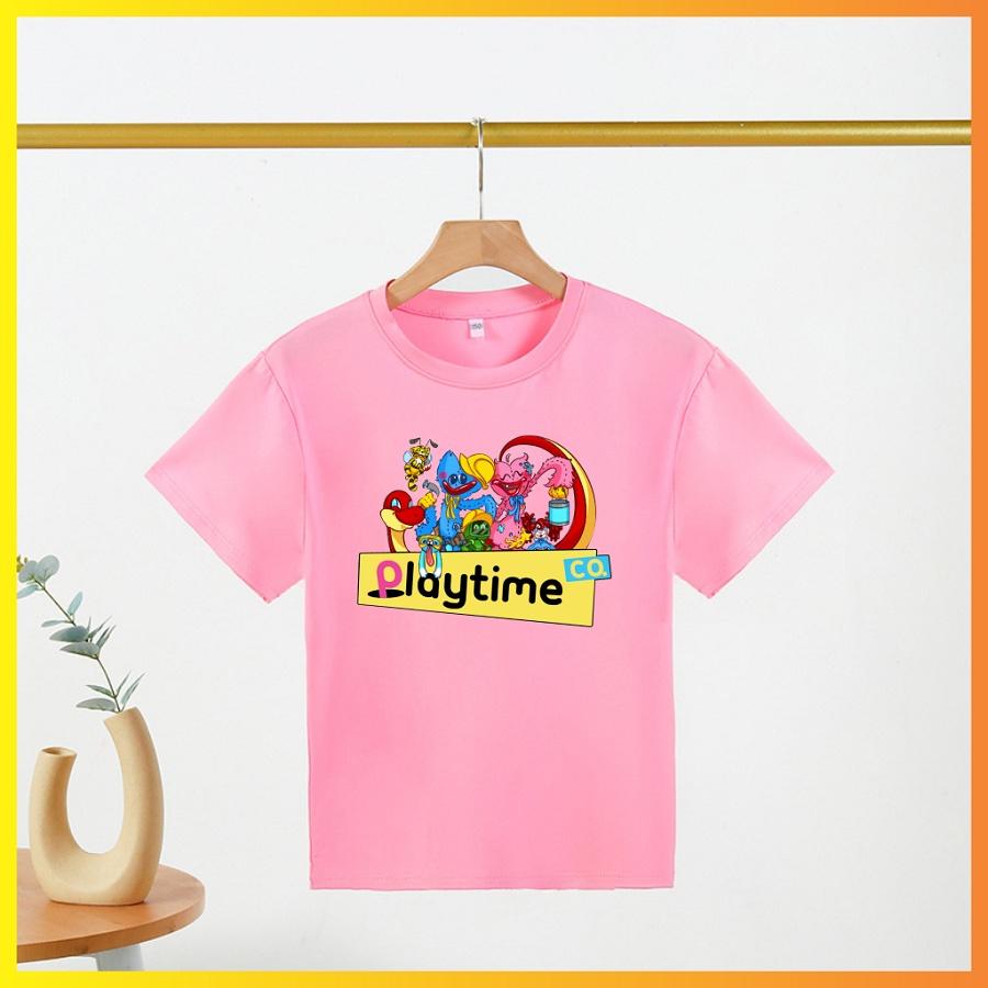 Áo thun trẻ em in hình Poppy Playtime màu hồng cho bé gái cực yêu