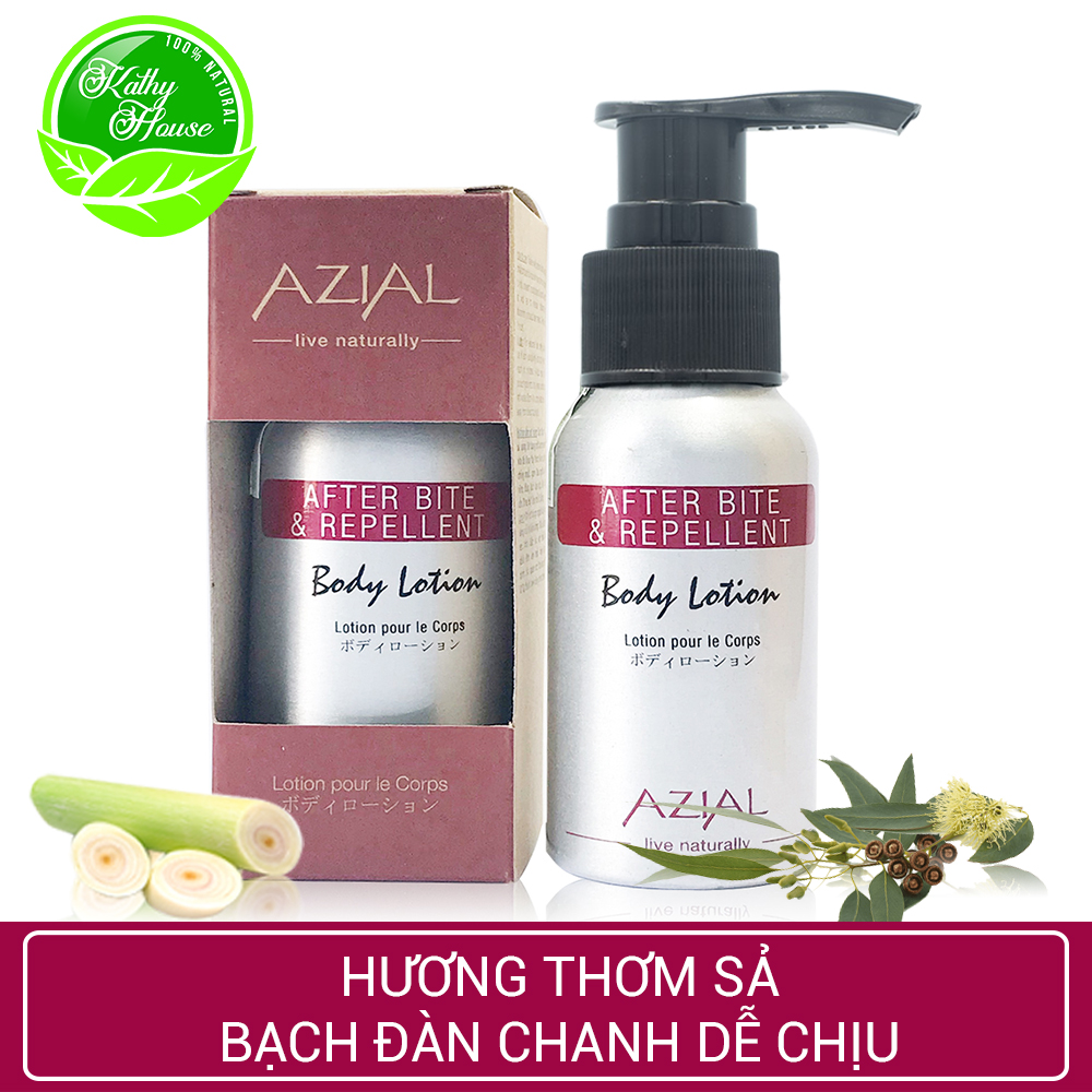 Sữa dưỡng thể AZIAL After Bite &amp; Reppelent Body Lotion, 100% thiên nhiên, phòng chống muỗi và côn trùng cắn, chai 50ml