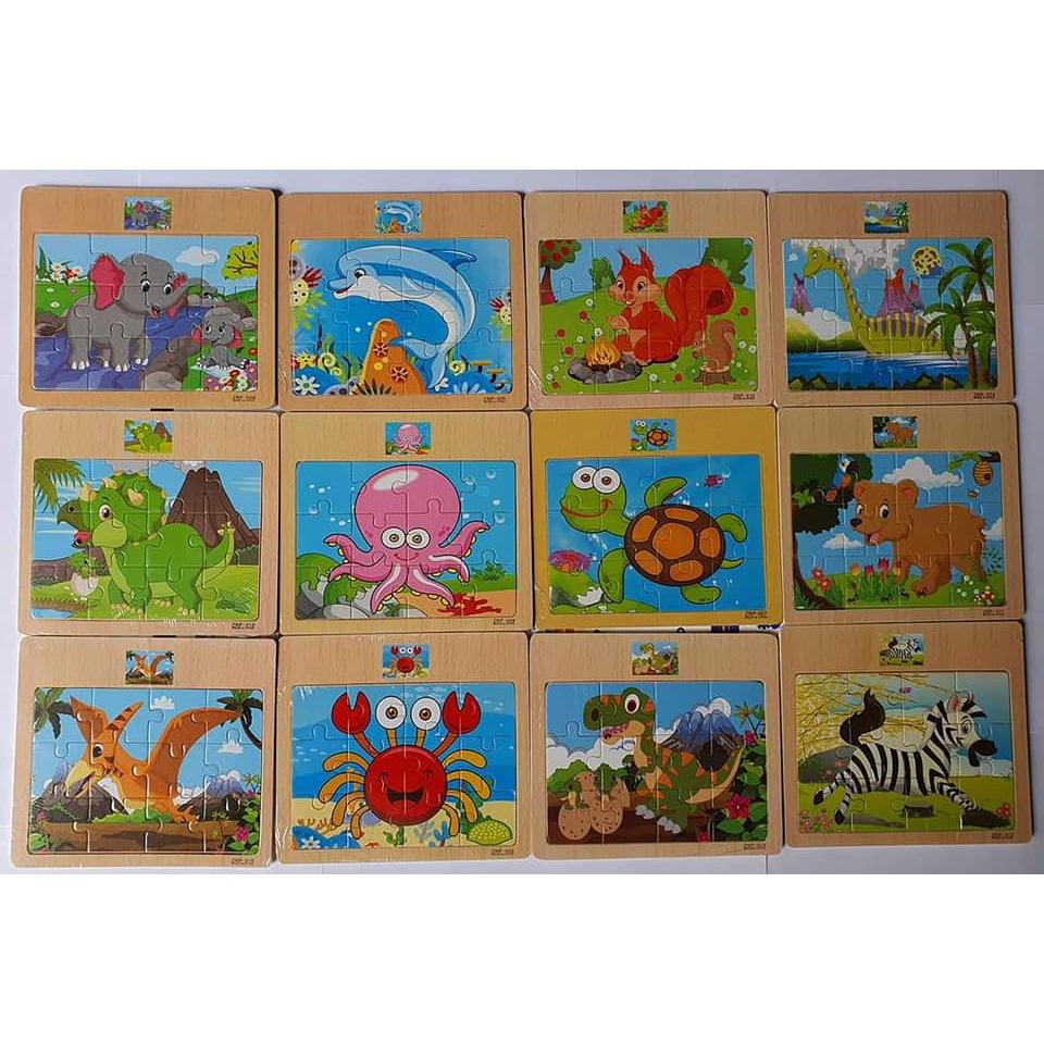 Đồ Chơi Tư Duy - Bộ 8 Ghép Hình 12 Mảnh Gồm PtGT và Con Vật