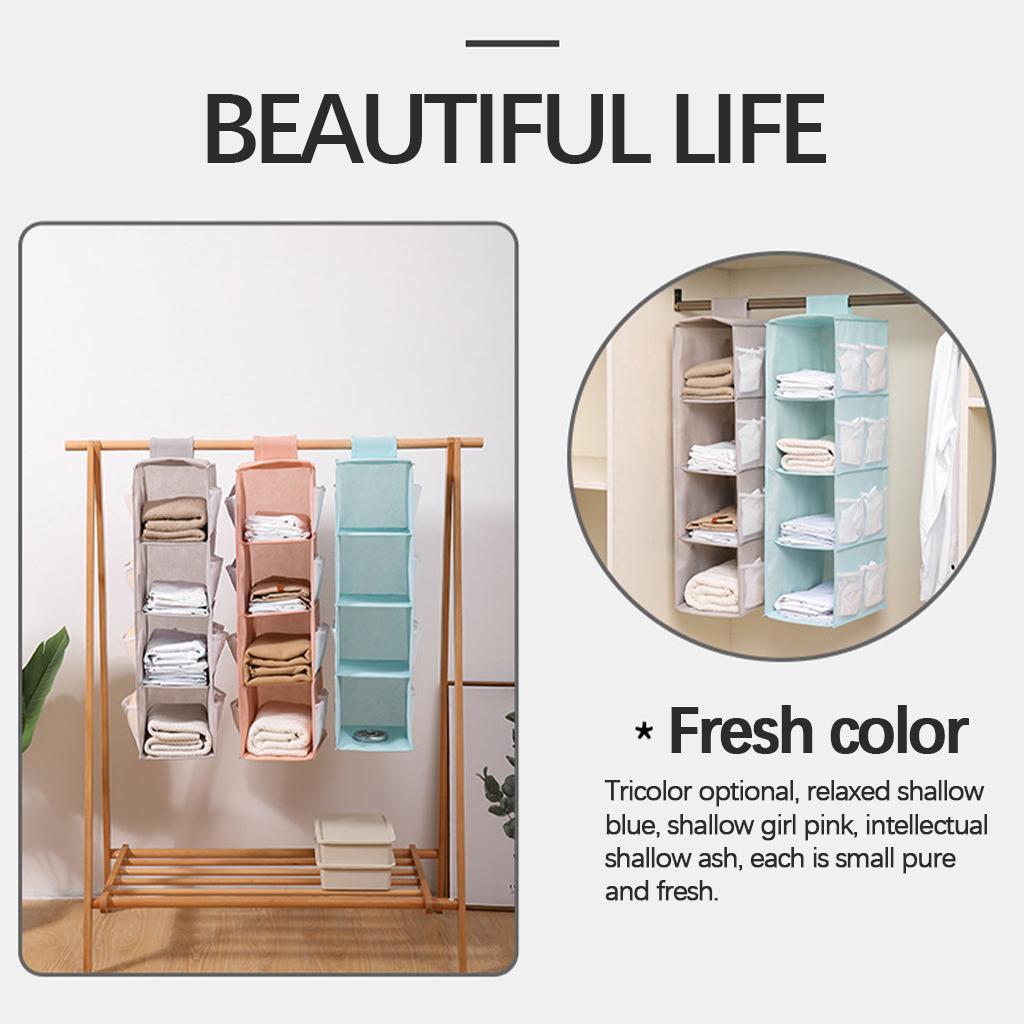 Hanging Closet Organizer 4-Shelf Storage Shelves for Sweaters Shoes Toy Rack