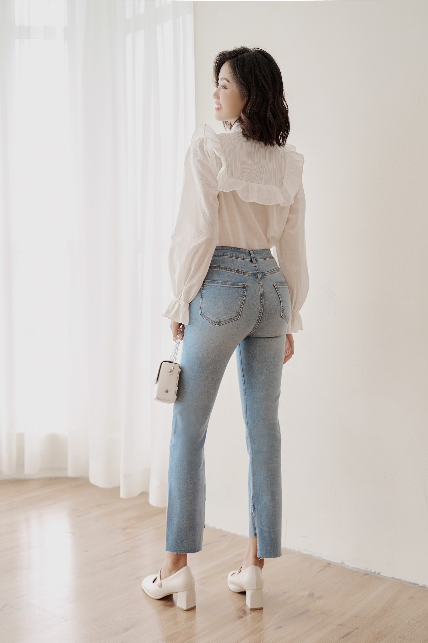 OLV - Quần Slit Hem Jeans In Blue