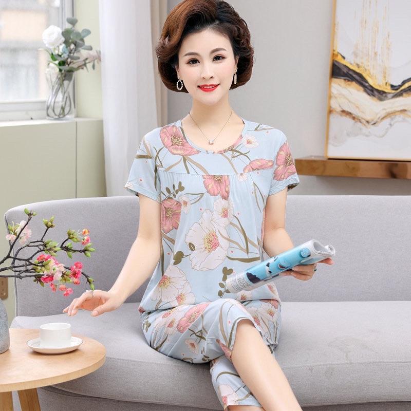 Bộ đồ mặc nhà trung niên nữ BD02 set bộ áo cộc tay quần lửng vải lanh mát lịm cho bà cho mẹ món quà vô cùng ý nghĩa