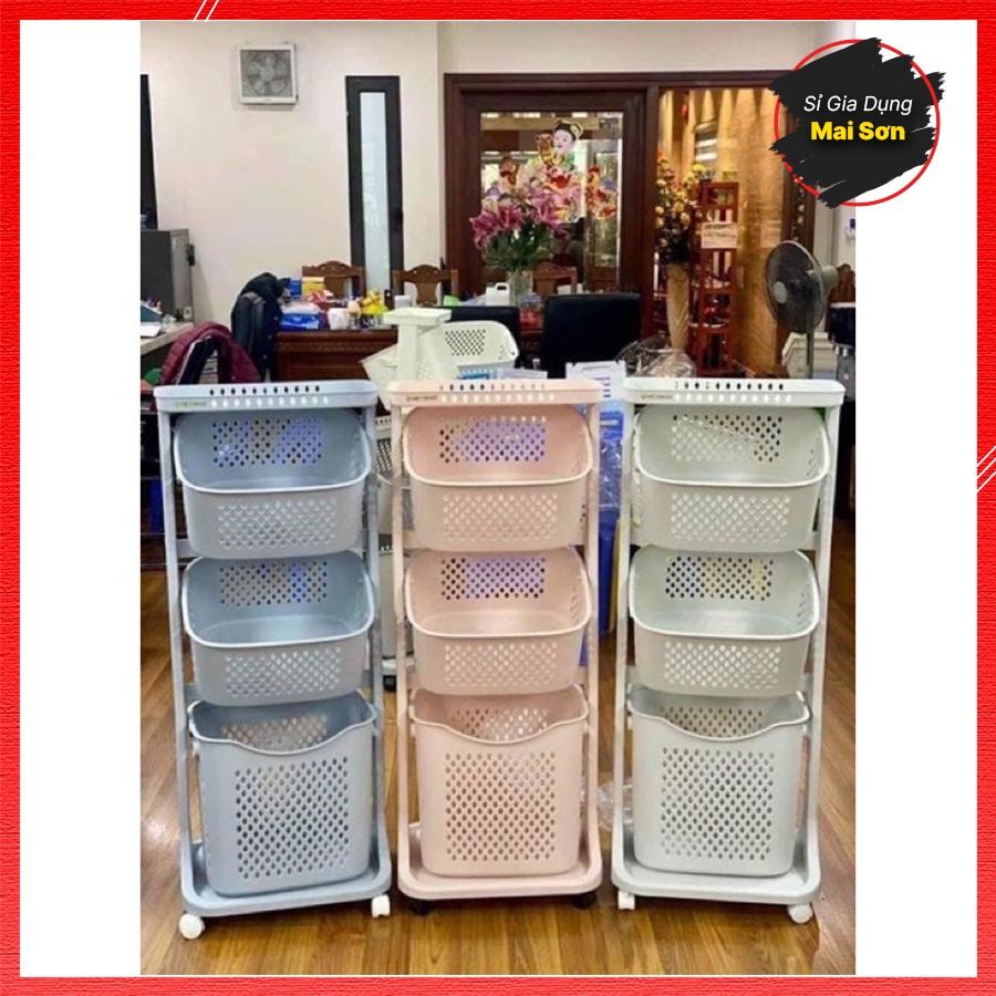 Kệ Đựng Đồ Đa Năng 3 Tầng Chất Liệu Nhựa Cao Cấp Hiện Đại Siêu Bền Có Bánh Xe Đa Chiều Tiện Lợi