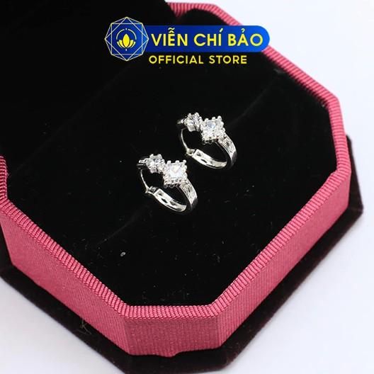 Bông tai bạc nữ hình thoi đính đá chất liệu bạc S925 thời trang phụ kiện trang sức nữ Viễn Chí Bảo B400035