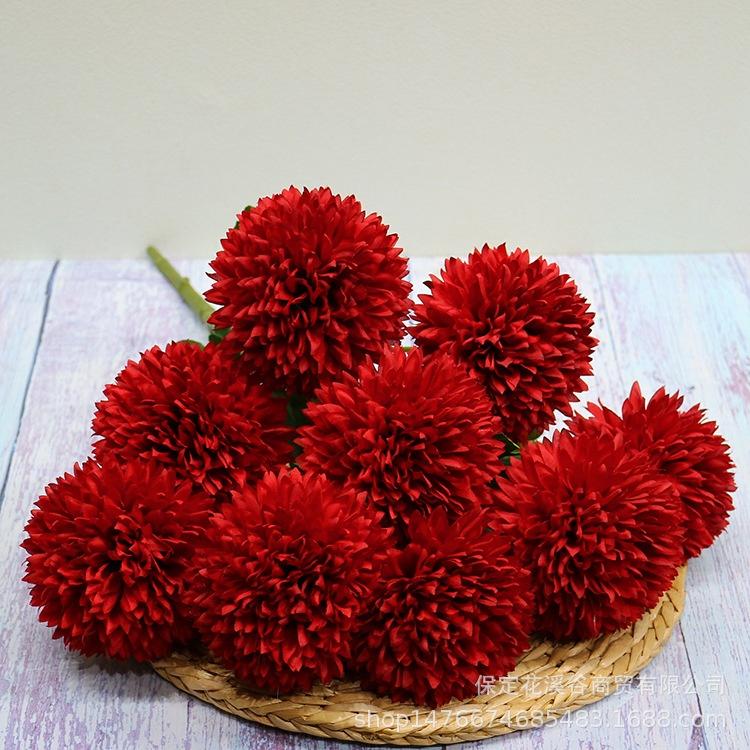 Chùm cúc pingpong 9 bông- hoa lụa