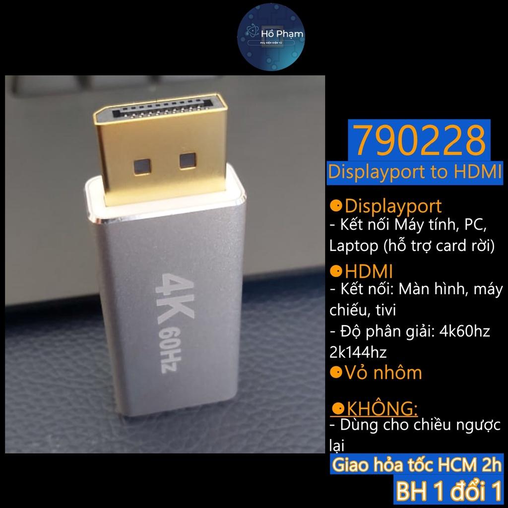 Đầu chuyển tín hiệu Displayport ra HDMI cho laptop, máy tính hỗ trợ 4k 60hz/30hz, 2k 144hz/60hz - Hồ Phạm