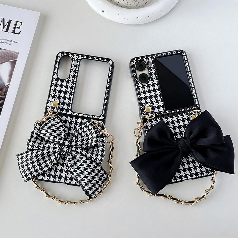 Ốp Lưng Họa Tiết Houndstooth Cho Oppo FIND N2 FLIP Kèm Dây Cầm Tay Sang Chảnh - BUM STORE GALAXY CASE